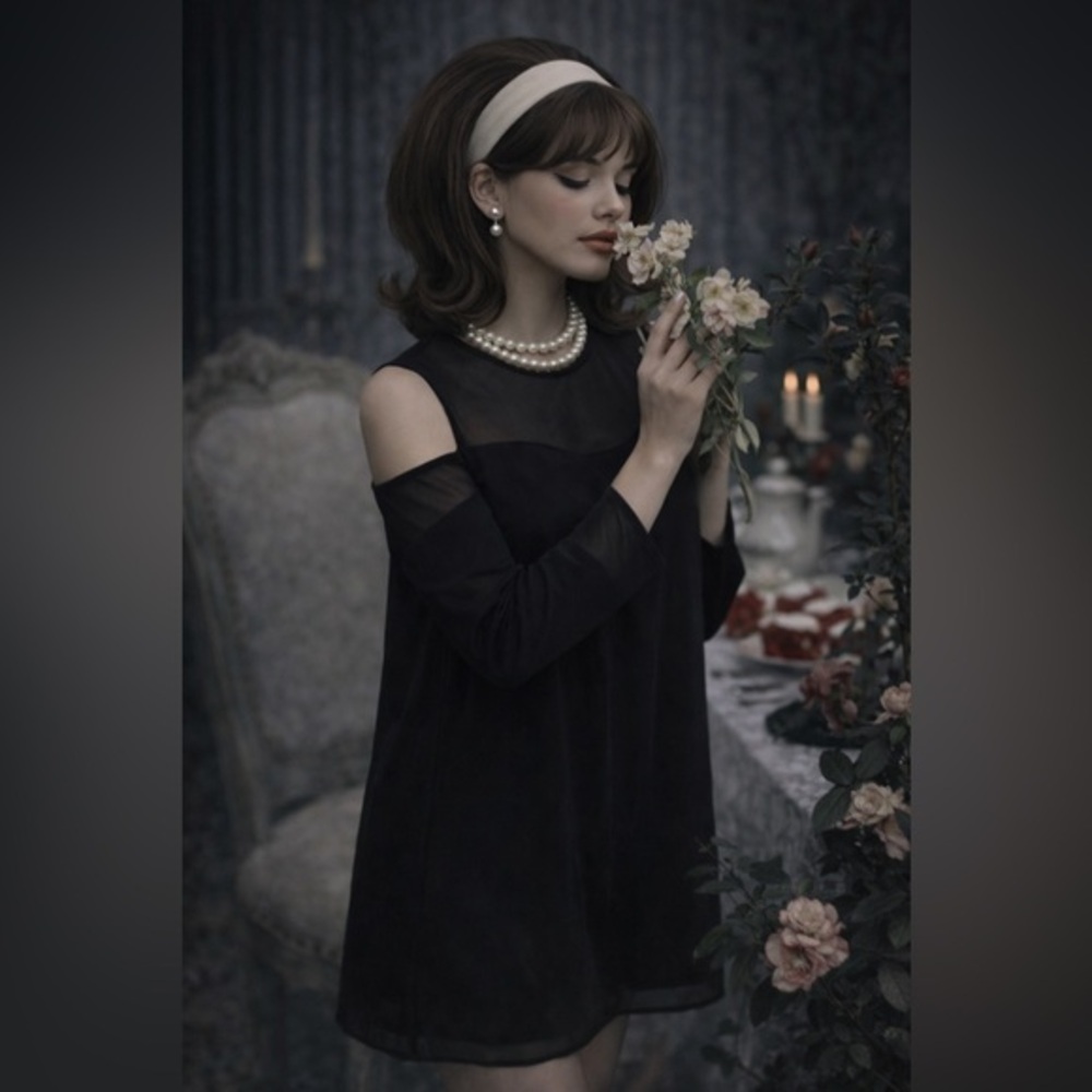 Marie Oliver Anna Cut-Out Shoulder Black Silk Dress Effortlessly Chic NWT Small